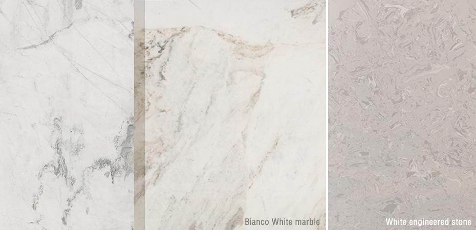 Bianco White marble & White engineered stone