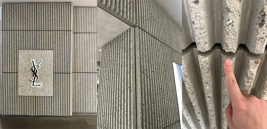 Grooved Stone for exterior facade of YSL stores