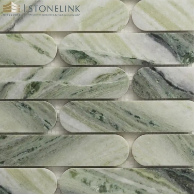 Raggio Verde long oval marble mosaic