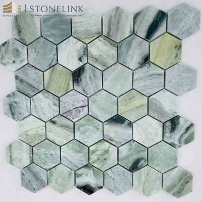 Raggio Verde hexagon marble mosaic