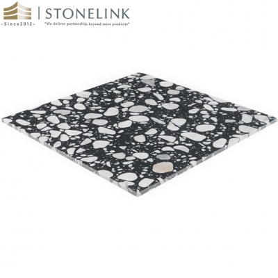 Black terrazzo tile