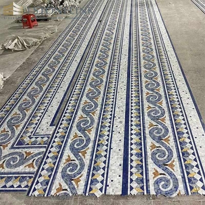 Marble mosaic floor border inlay