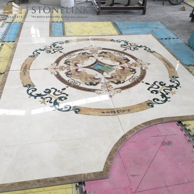 Luxury beige waterjet marble medallion