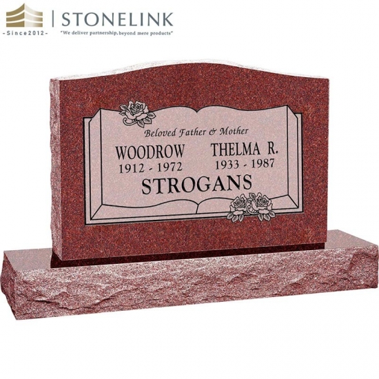 Colorful granite upright headstone