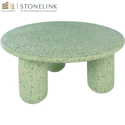 Green terrazzo table top