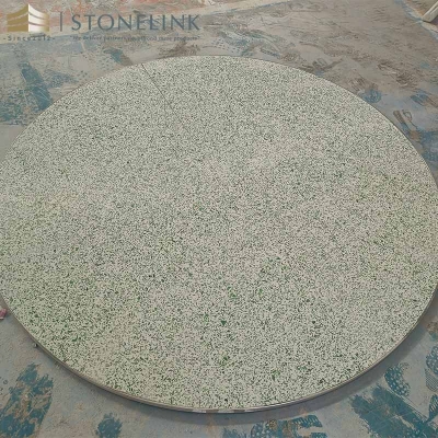 Green terrazzo table top