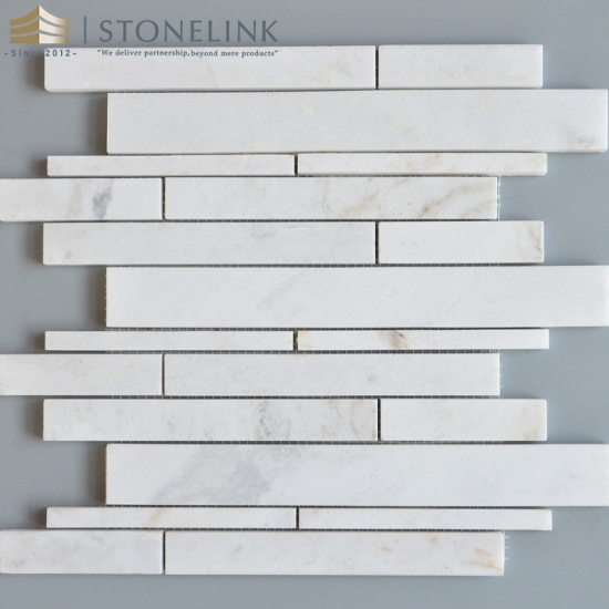 Bianco White modern linear marble mosaic